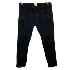 KDNK Jeans Mens Sz 36‎ Black Cotton Stretch Denim Ripped Distressed Skinny